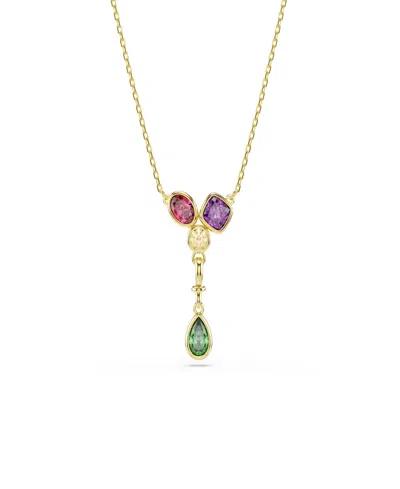 Swarovski Gold-tone Plated Multicolored Crystals Necklace