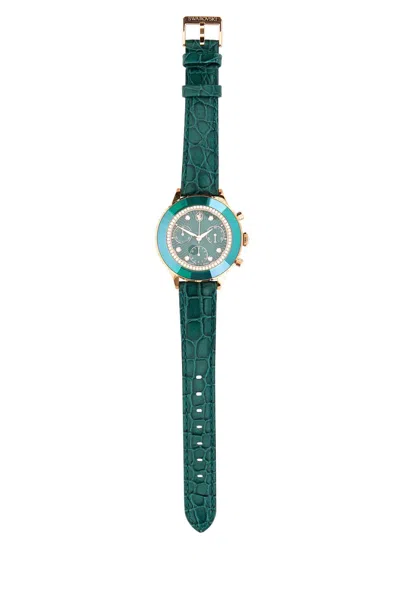 Swarovski Green Leather Octea Chrono Watch