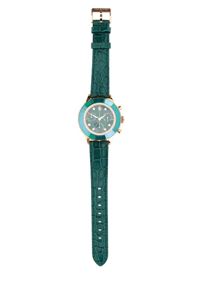 Swarovski Green Leather Octea Chrono Watch