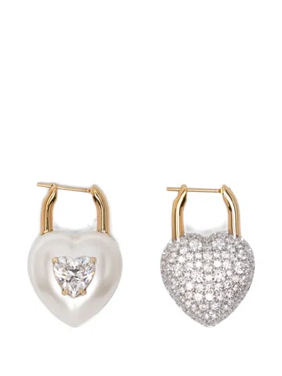 Swarovski Heart-shape Earrings In Gold