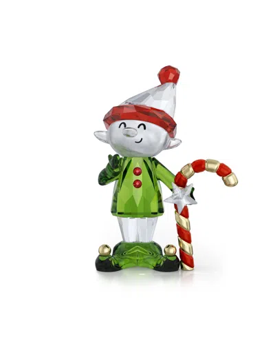 Swarovski Holiday Cheers Dulcis Elf And Candy Cane Figurine In Green