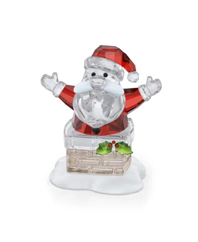 Swarovski Holiday Cheers Santa Claus And Chimney Figurine In Red