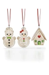 Swarovski Holiday Cheers Set Of 3 Crystal Gingerbread Ornaments In Brown
