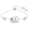 Swarovski Women's Hollow Rhodium-plated Crystal Interlocking Circle Bracelet In White