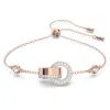 Swarovski Hollow Rose Goldplated Crystal Interlocking Circle Bracelet In White