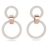 Swarovski Hollow Rose Goldplated Crystal Circular Drop Earrings In White