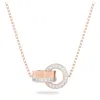 Swarovski Women's Hollow Rose Gold Tone Plated Intertwined Circles Small Pendant Necklace In White