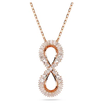Swarovski Rose Gold-tone Mixed Crystal Infinity Pendant Necklace, 15" + 2-3/4" Extender In White