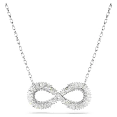 Swarovski Rhodium Plated Hyperbola Infinity Necklace In White