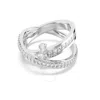 Swarovski Hyperbola Band Ring 2 Row Rhodium Shiny White In White