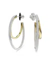 SWAROVSKI HYPERBOLA CRYSTAL DOUBLE ROW HOOP EARRINGS IN GOLD TONE & RHODIUM PLATED