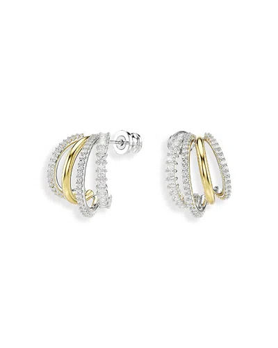 SWAROVSKI HYPERBOLA CRYSTAL SPLIT HOOP EARRINGS IN GOLD TONE & RHODIUM PLATED