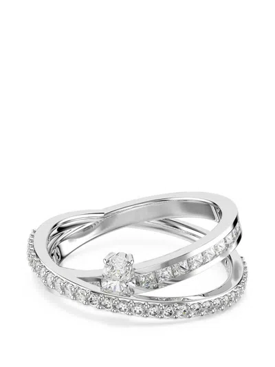 Swarovski Hyperbola Crystal-embellished Crossover Ring In Green
