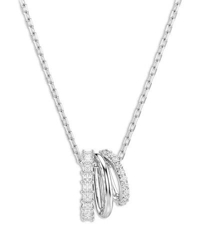 Swarovski Hyperbola Cubic Zirconia Triple Hoop Pendant Necklace, 14.87-17.75 In Silver
