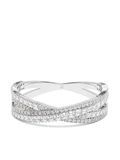 Swarovski Mixed Cuts, Infinity, White, Rhodium Plated Hyperbola Cuff Bracelet