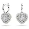 Swarovski Hyperbola Huggie Heart Drop Earrings In White