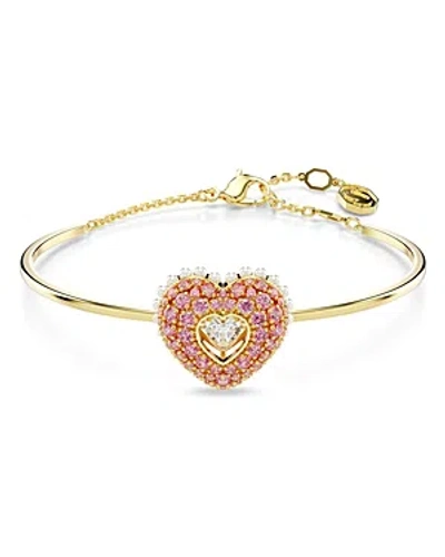 Swarovski Hyperbola Heart Bangle Bracelet In Pink/gold