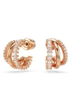 Swarovski Hyperbola Pierced Earrings Rose Gold Shiny Clear In White