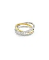 Swarovski Hyperbola Crystal Triple Band Ring In Gold Tone & Rhodium Plated In Silver,gold