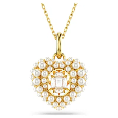 Swarovski Hyperbola Pendant Heart Gold Shiny Crystal White Pearl