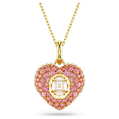 Swarovski Hyperbola Pendant Heart Gold Shiny Pink In Silver Tone