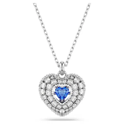 Swarovski Hyperbola Pendant Heart Rhodium Shiny Blue