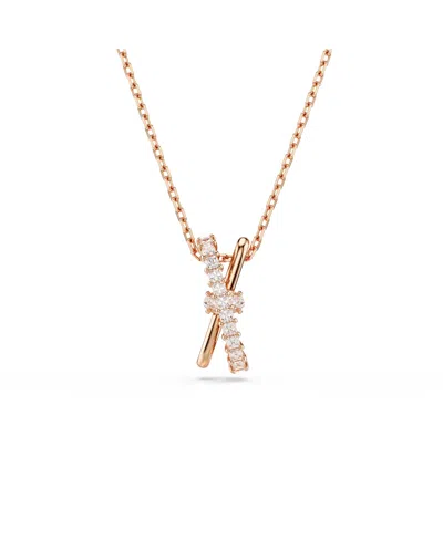 Swarovski Hyperbola Pendant, Mixed Cuts, Twist, White Necklace In Rose Gold