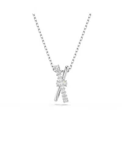 Swarovski Hyperbola Pendant, Mixed Cuts, Twist, White Necklace In Silver