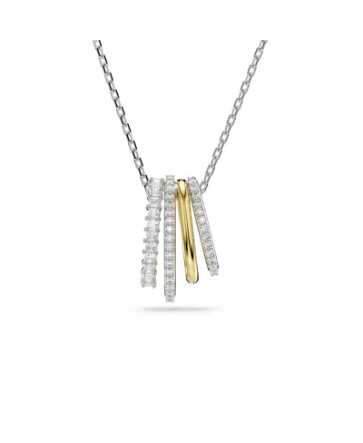 Swarovski Hyperbola Crystal Multi Ring Pendant Necklace In Gold Tone & Rhodium Plated, 14.87-16.87 In Gold,silver
