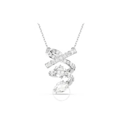 Swarovski Hyperbola Pendant Spin Rhodium Shiny Clear In Silver Tone