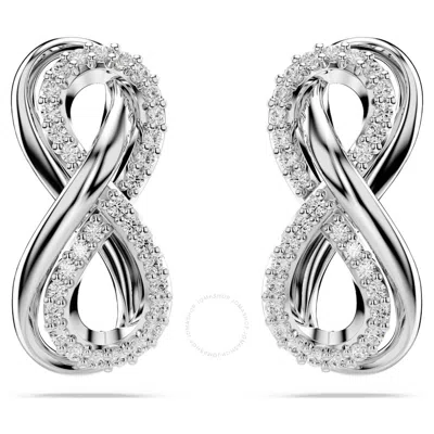 Swarovski Hyperbola Pierced Earrings Figurative Studs Pave Rhodium Shiny White