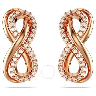 Swarovski Hyperbola Pierced Earrings Figurative Studs Pave Rose Gold Shiny White