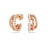 Swarovski Hyperbola Pierced Earrings Rose Gold Shiny Clear In Silver Tone