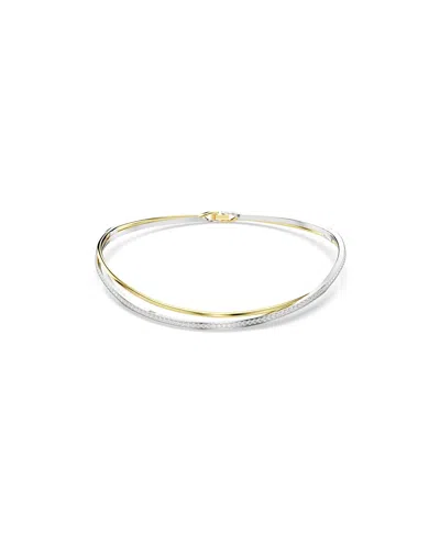 Swarovski Hyperbola Crystal Crossover Choker Necklace In Gold Tone & Rhodium Plated, 13.87 In Multicolor