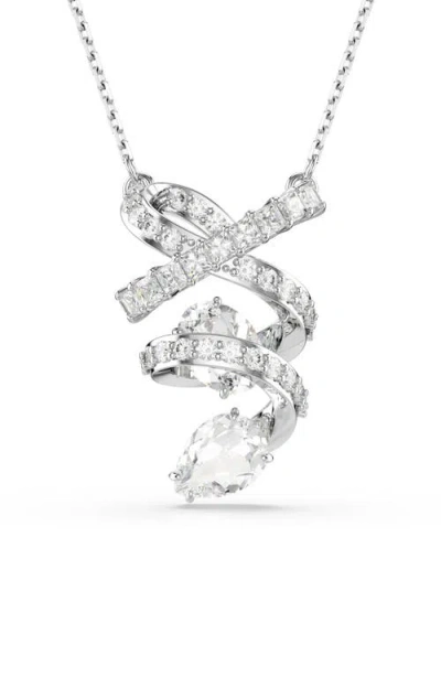 Swarovski Hyperbola Spiral Pendant Necklace In White