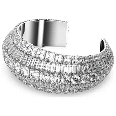 Swarovski Hyperbola Crystal-embellished Cuff Bracelet In Silver