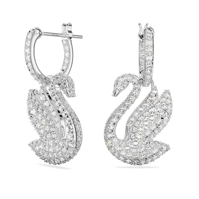 Swarovski Iconic Swan Drop Earrings In White