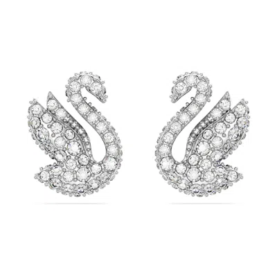 Swarovski Iconic Swan Stud Earrings In White