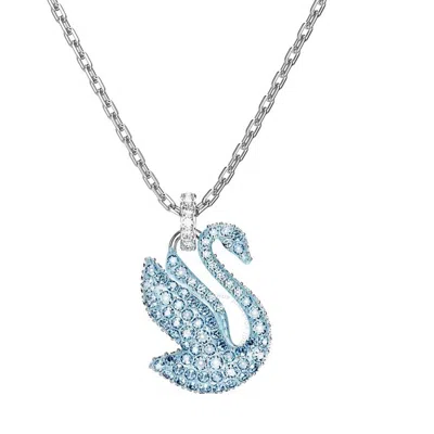 Swarovski Iconic Swan Pendant Blue Rhodium Shiny Recreated Ice Blue