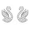 Swarovski Iconic Swan Pierced Earrings Xxs Rhodium Shiny Crystal In White