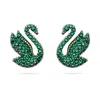 Swarovski Iconic Swan Stud Earrings In Green