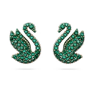Swarovski Iconic Swan Stud Earrings In Green