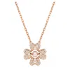 Swarovski Rose Gold-tone Idyllia Crystal Clover Pendant Necklace, 15" + 2-3/4" Extender In White