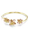 Swarovski Idyllia Crystal Flower Open Bangle Bracelet In Gold