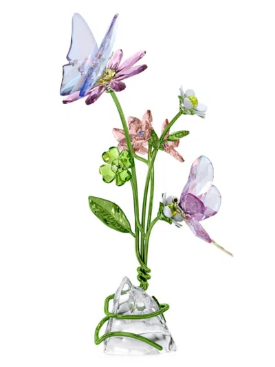 Swarovski Idyllia Butterfly & Flowers Crystal Figurine In Multi