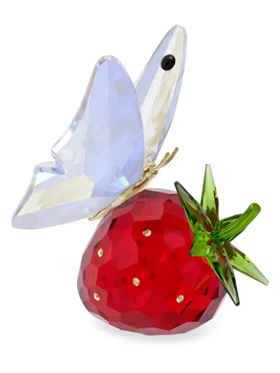 Swarovski Idyllia Collection Butterfly And Strawberry Crystal Figurine In Multi
