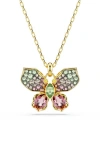 Swarovski Idyllia Butterfly Pendant Necklace In Gold Multi