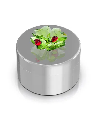 Swarovski Idyllia Clover And Ladybug Decorative Box In Green