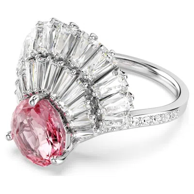 Swarovski Mixed Cuts, Shell, Pink, Rhodium Plated Idyllia Cocktail Ring