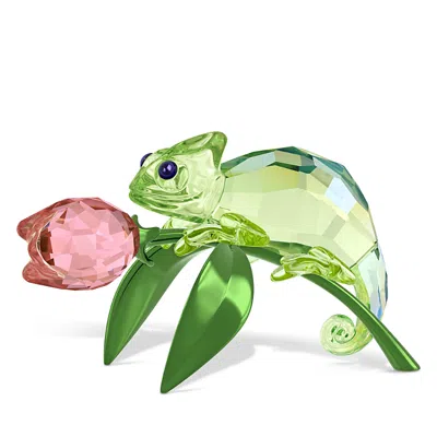 Swarovski Idyllia Collection Chameleon Crystal Figurine In Green